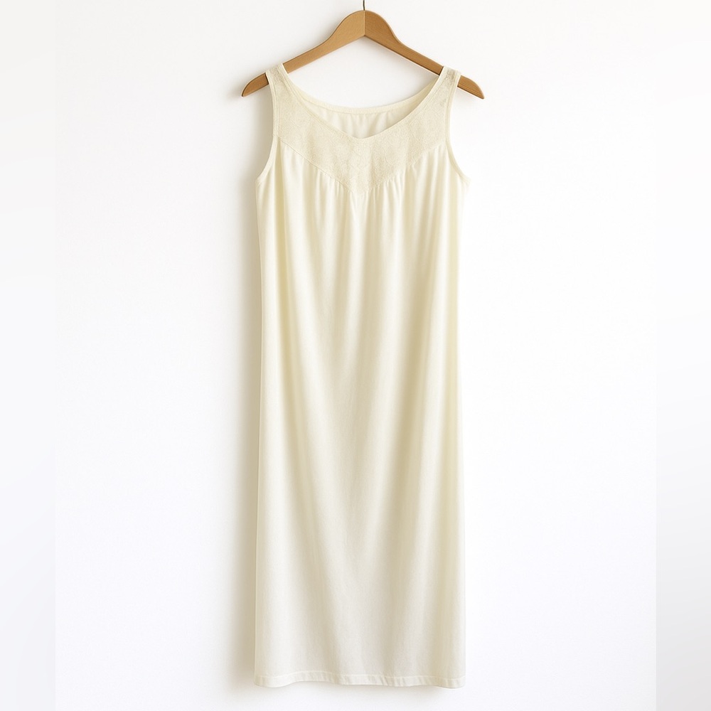 VTG 60s Sears Nylon Nightgown Ivory Lace Slip Dress Sz 32 (Fits XS 0–2) Peignoir